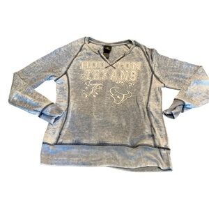 Juniors Houston Texans Women’s V-Neck Pullover Sweatshirt Top